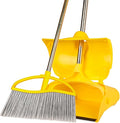 Long Handle Heavy Duty Broom and Dustpan Set Outdoor and Commercial Upright Dustpan and Brush for Restaurant Garage Garden Yard Office Yellow