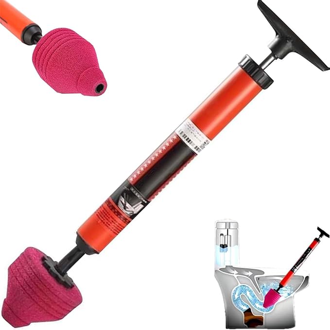 Upgraded High Pressure Toilet Unblock One Shot Toilet Pipe Plunger 2024 New Toilet Unblock a Shot Kit Air Drain Clog Remover Toilet Snake Toilet Unclogger Air Pump Toilet Plunger (1Pc)