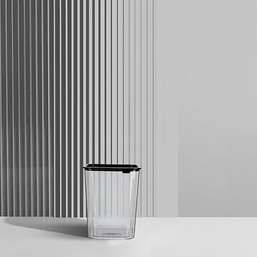 Transparent Square Garbage Bin Wastebasket for Home Office Bedroom Bathroom Compact Plastic Trash Can with Firm Bagging Modern Design for Household Storage and Recycling
