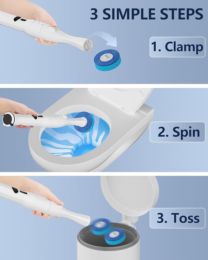Leebein Electric Toilet Brush and Holder Set Electric Toilet Bowl Scrubber Kit with 8 Replaceable Brush Heads Disposable Toilet Brush with 6 Wand Cleaner Refills 2 Pcs Crevice Cleaning Brush