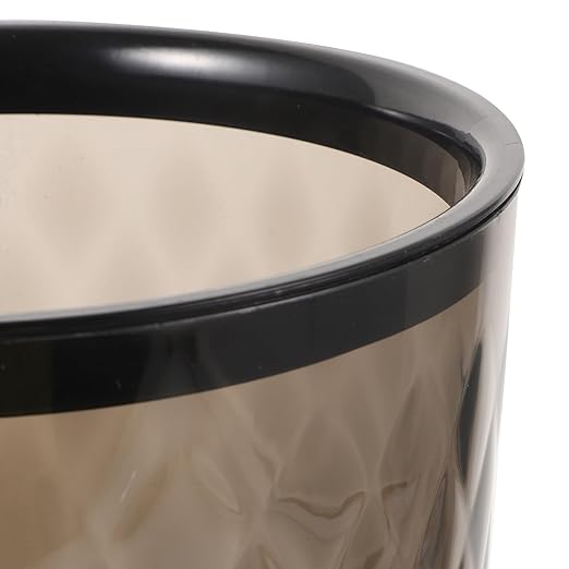 ARTIBETTER Trash Can Wastebasket Plastic Kitchen Wastebasket with Pressing Ring Compact Dark for Home Office Bathroom Bedroom
