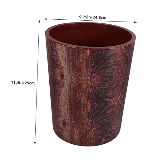 ABOOFAN Wood Grain Wastebasket Vintage Style Sturdy Plastic Multipurpose for Kitchen Office Bedroom