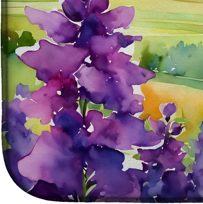 Caroline's Treasures DAC1688DDM New Jersey Violet in Watercolor Dish Drying Mat Absorbent Dish Drying Mat Pad for Kitchen Counter Dish Drainer Mat for Countertop 14 x 21 Multicolor