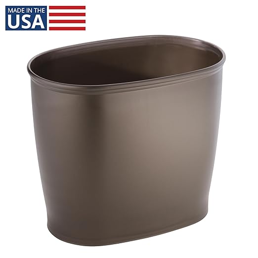 iDesign Slim Plastic Bathroom Trash Can Small Garbage Bin for Bedroom Office Desk Dorm Bronze (Pack of 2)