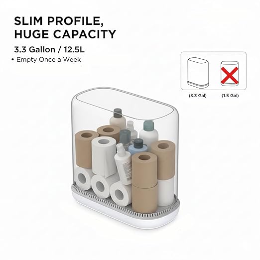 MUEE Dog Proof Trash Can 3 Gallon Slim Bathroom Trash Can with Locking Lid Compact Narrow Waste Bin for Bathroom Kitchen Office Bedroom White