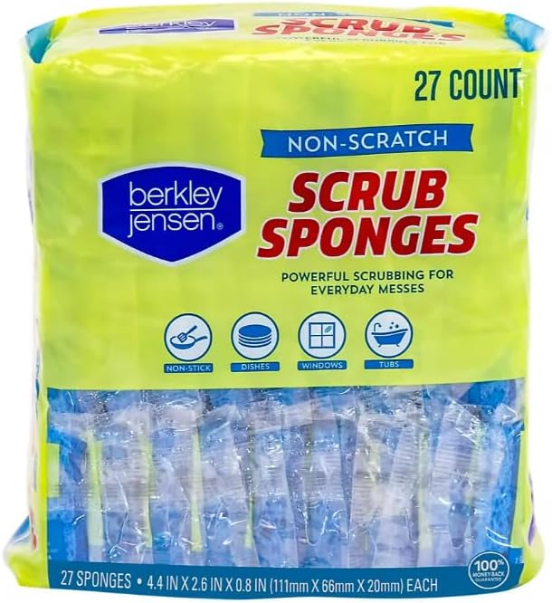 Berkley Jensen Non Scratch Cellulose Scrub Sponges 27 ct. Blue