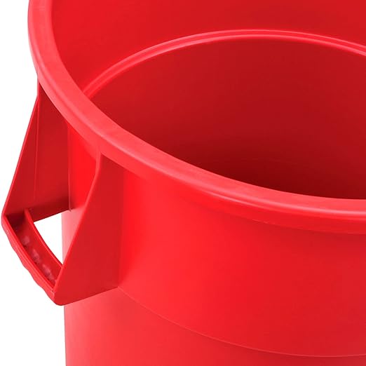 Global Industrial Commercial Round Trash Can 55 Gallon Capacity Plastic Garbage Can Indoor and Outdoor Utility Trash Can Red 26-1/4W x 33-1/8H No Lid