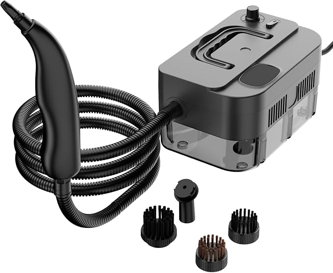 Steam Cleaner Handheld Steamer for Cleaning 5 Level Adjustable Handle 15s Heat-Up 1.27 Quarts Tank for Floor Dirt Couch Grout TileCar (Gray)