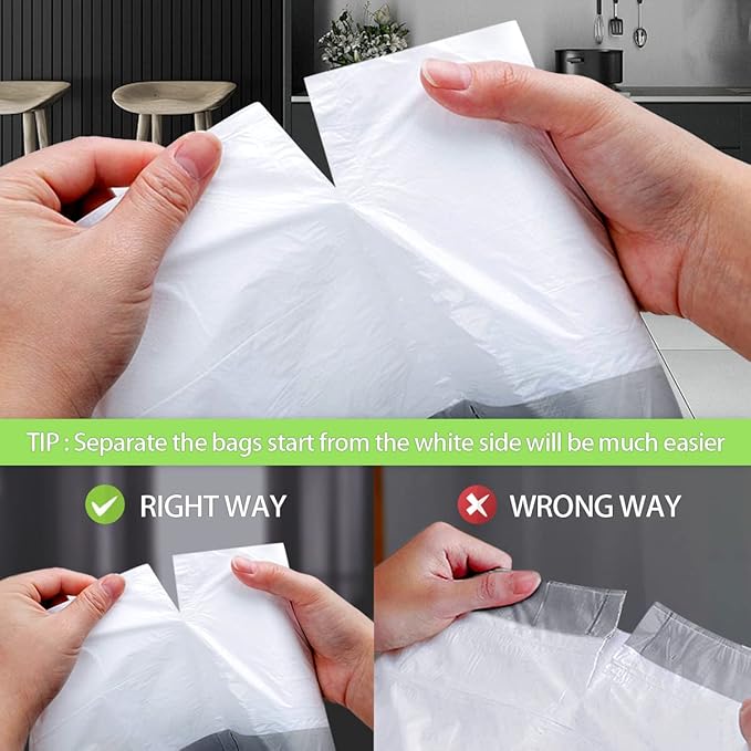 5 Gallon 220pcs Strong Drawstring Trash Bags Garbage Bags by Teivio Bathroom Trash Can Bin Liners Small Plastic Bags for home office kitchen White