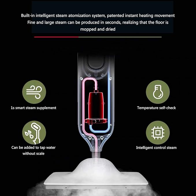 Cordless Electric Mop Multifunctional Steam Mop Electric Mop Scrubbing Mop High Temperature Cleaner Including 2 Replaceable Microfiber Pads White