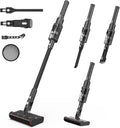 Cordless Stick Vacuum Cleaner for Home with 360° Wheels and W-Shape Brush 22KPa Powerful Suction 40 Min Runtime Lightweight Small Vacuum for Hard Floor and Carpet Gray
