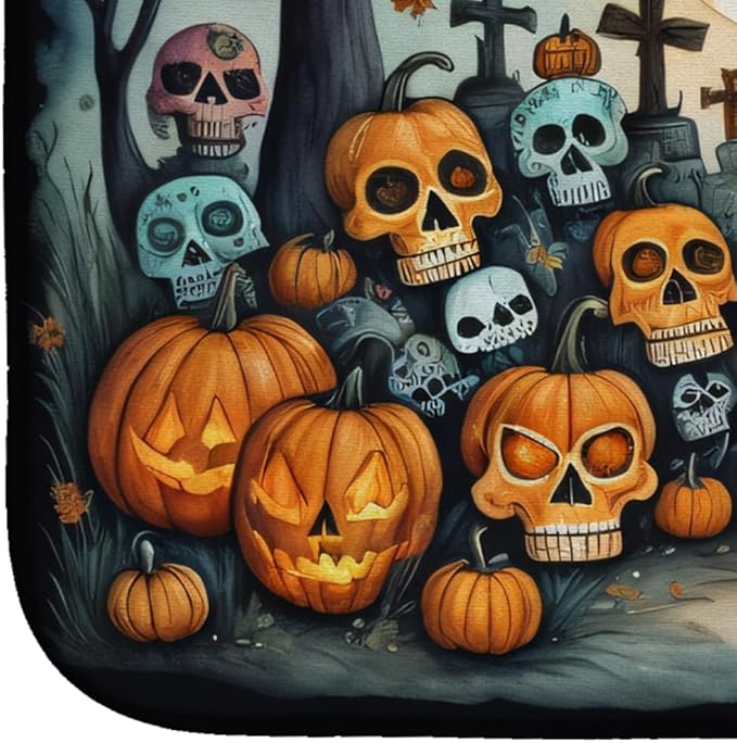 Caroline's Treasures DAC2274DDM Calaveras Sugar Skulls Spooky Halloween Dish Drying Mat Absorbent Dish Drying Mat Pad for Kitchen Counter Dish Drainer Mat for Countertop 14 x 21 Multicolor