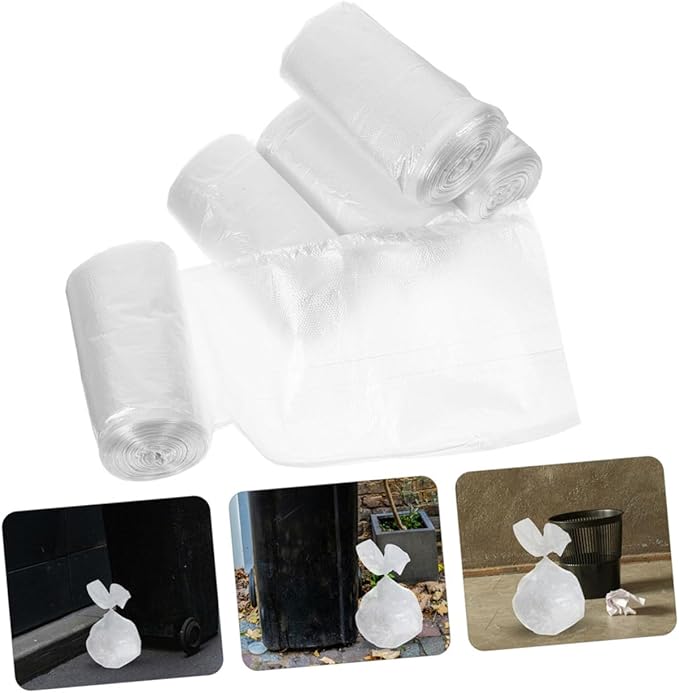 Thickened Flat Trash Bags 300pcs (45x50cm) White Garbage Liners for Home Office Bathroom Small Wastebasket Bags