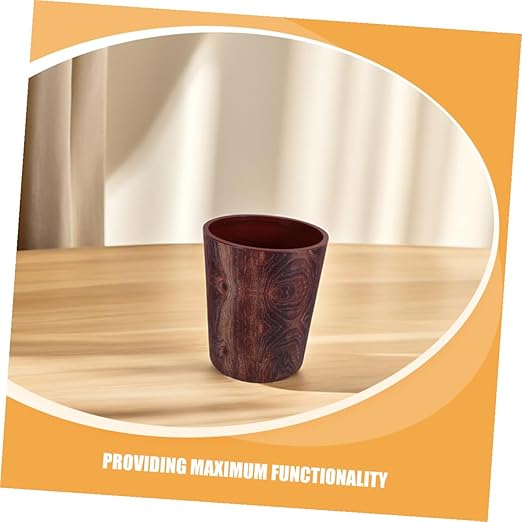ARTIBETTER Retro Wood Grain Plastic Trash Can Large Capacity Wastebasket for Kitchen Bathroom Office Bedroom PP Material Easy to Clean Compact Design