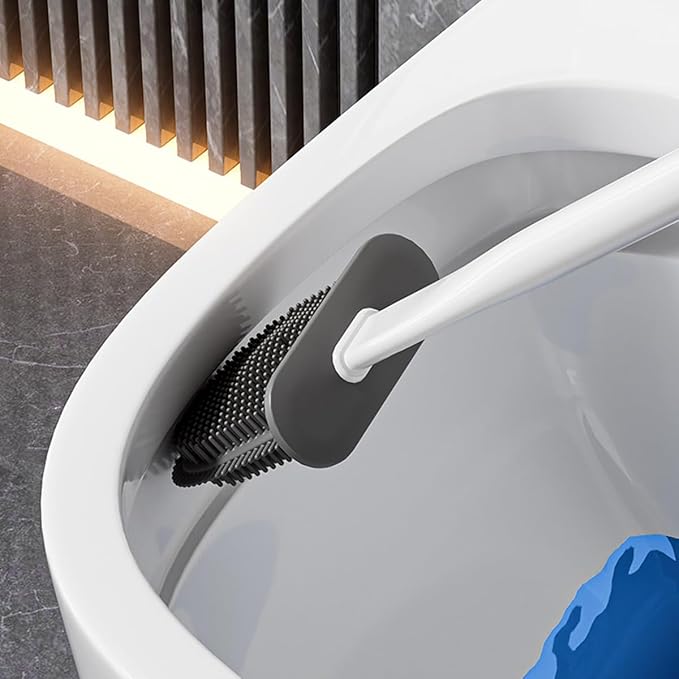 Multi-Functional Bathroom Cleaning Kit with 2 Bristle Brushes &amp 1 Rubber Scrubber Modern Home Toilet Cleaner for Bathrooms(A)