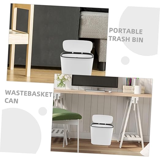 PRETYZOOM Compact Mini Trash Can Lid Automatic -up Design for Bathroom Bedroom Kitchen and Office Reusable Waste Basket for Home Use