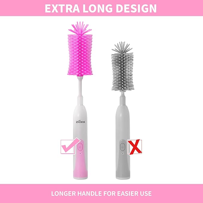 Electric Bottle Brush Cleaner Portable Electric Baby Bottle Brush Cleaner for Travel Rechargable Travel Bottle Cleaner Kit with Nipple &amp Straw Brush Perfect Mom Essentials After Birth Gift Pin