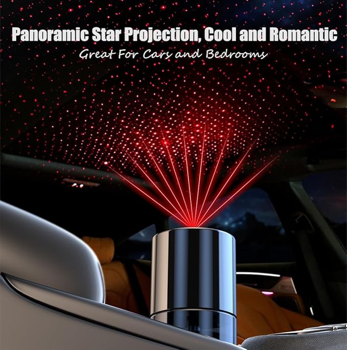Car Air Freshener Car Scents Air Freshener 150ML Natural Fragrance 300 Days Long Lasting Car Essential Oil Diffuser with Star Projector and Flame Ambient Mood Light Auto On/Off
