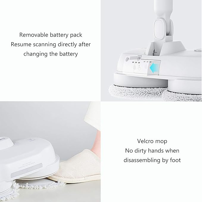 Wireless Hard Floor Mop Electric Mop with Rotating Pad 360 Degree Rotation Can Effectively Clean The Hardwood of Household Kitchen White