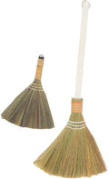 Cabilock 2pcs Handmade Straw Broom House Soft Bristle Sweep Broom Dustpan Removable Handle Indoor