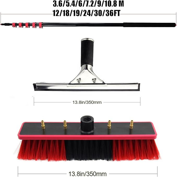 Water Fed Pole Kit Adjustable Window Cleaning Pole Solar Panel Cleaning Brush Window Cleaning Pole Water Fed Brush (20FT/6M)
