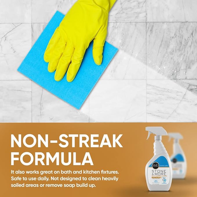MB-5 Stone &amp More 2 Pack All Purpose Cleaning Spray Kitchen Counter Cleaner Spray for Marble and Granite– No Streak Formula for Stone Glass Granite Ceramic Corian Porcelain (2x 32 oz)