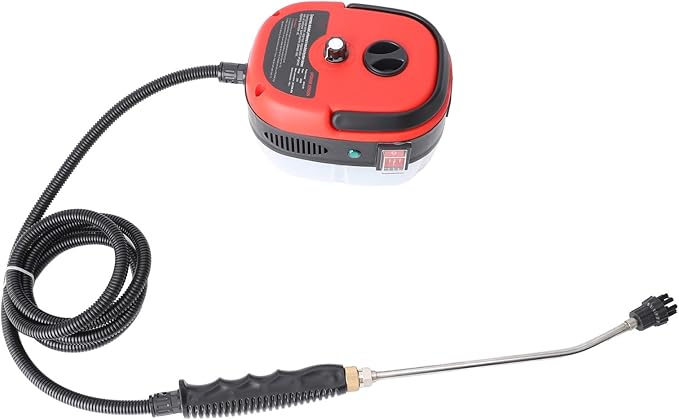 2500W Steam Cleaner Handheld Steam Cleaning Machine High Temperature Pressurized with 4 Brush Heads Extension Rod for Kitchen Bathroom Car Home Deep Cleaning (Red)