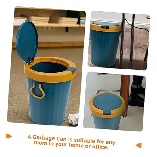 PRETYZOOM Large Wastebasket Lid Trash Can for Bathroom Office Kitchen Pp Material Easy to Use