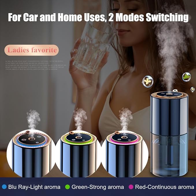Car Air Freshener Car Scents Air Freshener 150ML Natural Fragrance 300 Days Long Lasting Car Essential Oil Diffuser with Star Projector and Flame Ambient Mood Light Auto On/Off