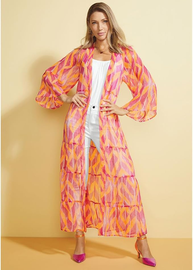 Masseys Sheer Printed Duster