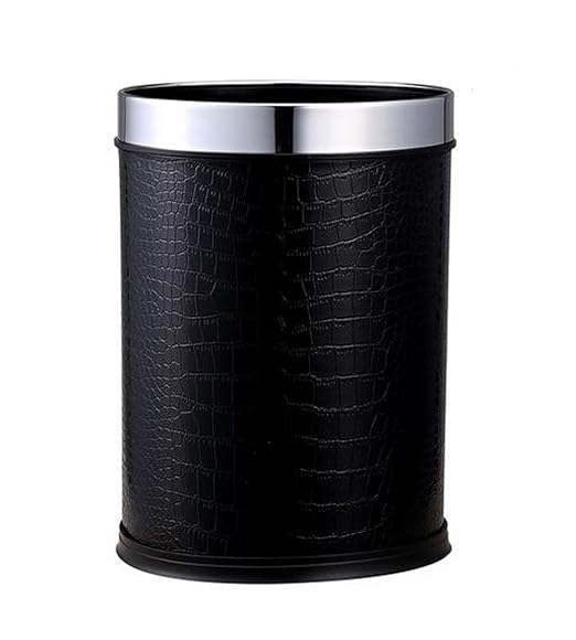 MYtodo Creative 12L Straight Barrel Wastebasket lidless Hotel Bathroom Plastic Trash can (Black Crocodile)