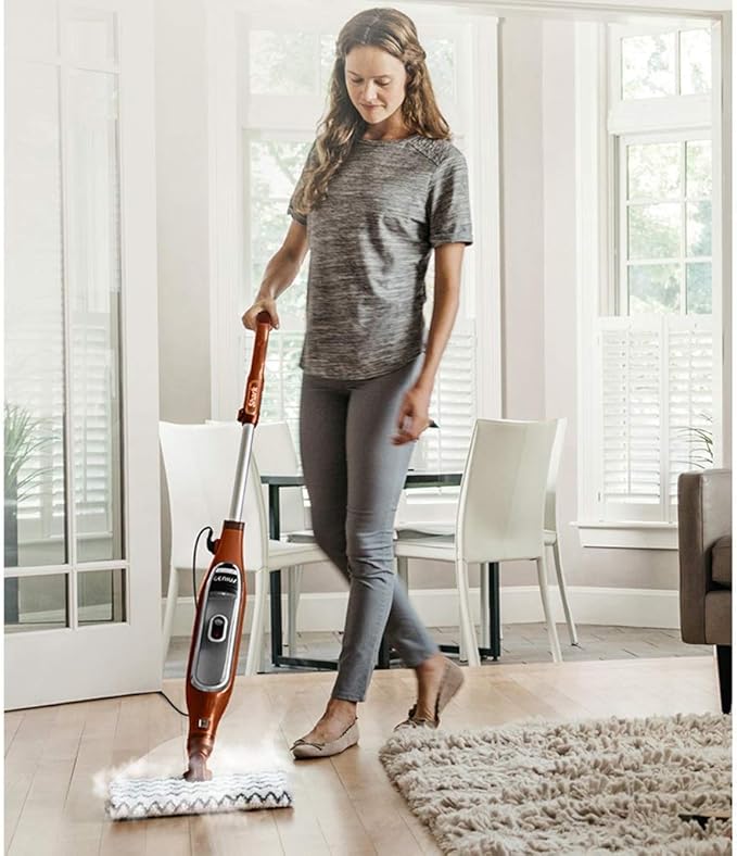 Brown Electric Steam Mop - 30 * 120cm/12 * 47inch - Swivel Head - Tile Laminate Vinyl Hardwood Concrete - Modern Style - A