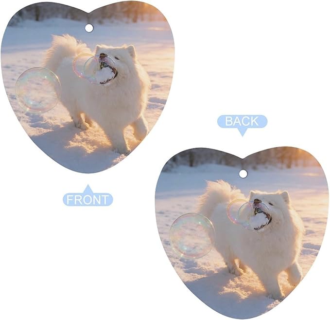 5PCS Car Air Freshener Hanging Personalized Double Sided Snowy Samoyed Car Fresheners Long Lasting New Cars Scents Cute Automotive Freshies for Closets Drawers (tea)