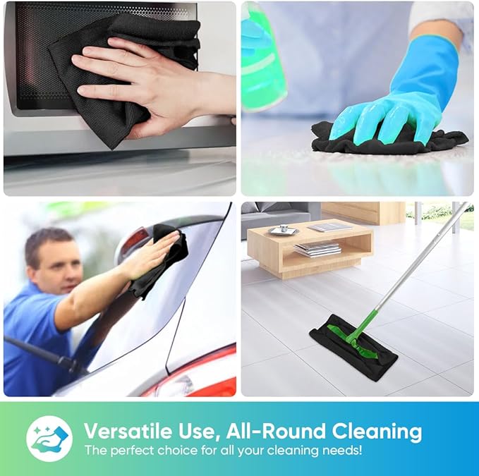 HOMEXCEL Black Microfiber Cleaning Cloths 100 Pack Microfiber Towels for Cars Lint Free &amp Scratch-Free Bulk Cleaning Rags for House Kitchen Car and Shop Absorbent Cleaning Towels 11.5 x 11.5