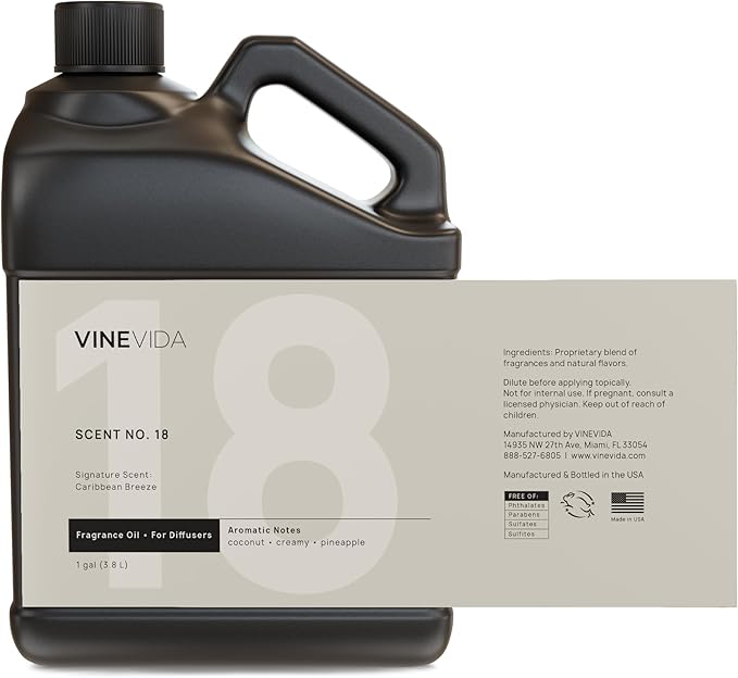 VINEVIDA Caribbean Breeze Fragrance Oil for Cold Air Diffusers - [128 Fl Oz] - Essential Oils for Diffuser Oil Refill &amp Air Freshener Room Spray