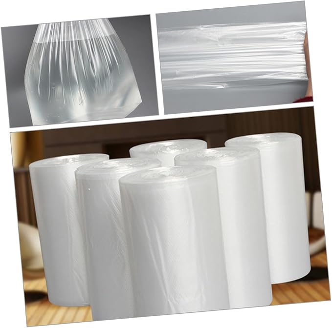 HOMSFOU 6 Rolls Thickened Small Plastic Trash Bags for Home Bathroom Wastebasket Liners 45x50cm Flat Mouth Disposable Garbage Bags with Breakpoints
