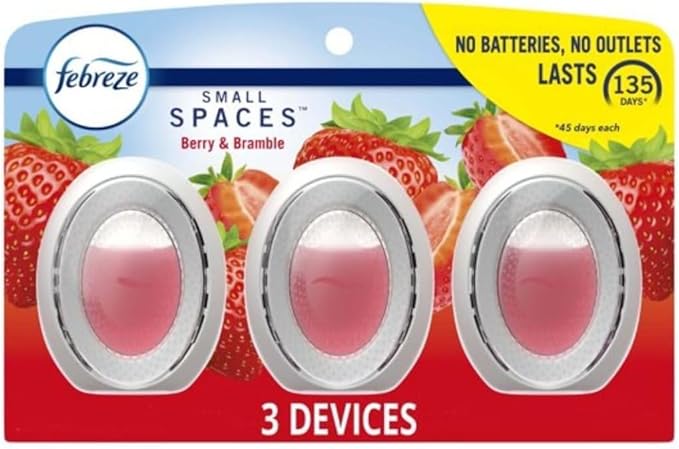 FE.BRE.ZE. Small Spaces BATH Air Freshener - Berry &amp Bramble - 0.25 fl. oz. Pink 3 Pack