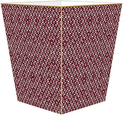 Marye-Kelley- Berkely Cranberry Wastepaper Basket Wastebasket Decoupage Wood Decorative Wastebasket for Kitchen Bathroom Bedroom Living Room Handmade Made in The USA