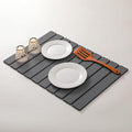 Large Stone Drying Mat for Kitchen Counter 24''L x 16''W Diatomaceous Earth Collapsible Dish Drying Mat Quick Drying Mat Glasses and Flatware Matches Any Countertop (Dark Gray 24'' x 16'')