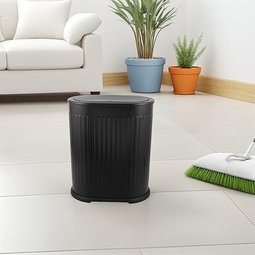 BESPORTBLE Bathroom Trash Can with Odor-Sealing Press Top Lid Narrow Slot Plastic Garbage Bin for Toilet Bedroom Living Space-Saving Stylish Wastebasket for Compact Areas
