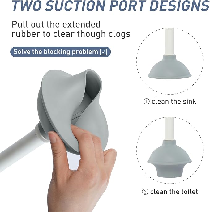 Silicone Toilet Brush Plunger Set 2 in 1Toilet Bowl Brush and Holder Plunger Set Plunger Toilet Brush Combo Bathroom Toilet Brush Toilet Brush Set Toilet Scrubber and Plunger Set