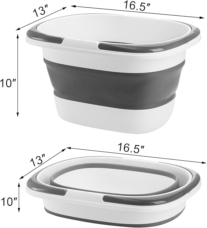 Coloch 2 Pack 16L/4.2 Gallon Collapsible Plastic Bucket Foldable Mop Bucket Laundry Basket with Handle Portable Water Pail Space-Saving Bucket for House Cleaning Car Washing Fishing Camping