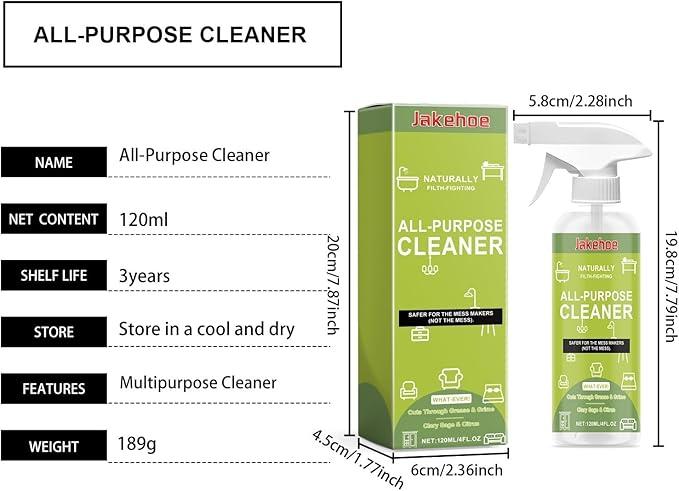 Multi-Purpose Cleaner Spray - Removes Grease &amp Stubborn Stains For Kitchen Bathroom Home Surfaces(2PCS)