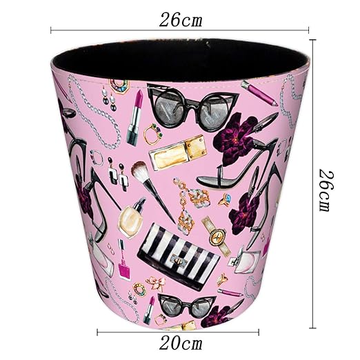10L/2.64 Gallon PU Leather Trash Can Decorative Wastebasket Waterproof Paper Basket Garbage Bin for Home Office Bathroom Living Room