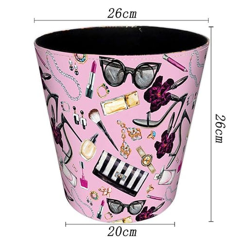 10L/2.64 Gallon PU Leather Trash Can Decorative Wastebasket Waterproof Paper Basket Garbage Bin for Home Office Bathroom Living Room