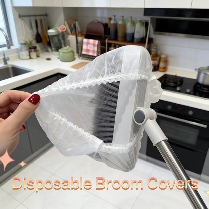 Disposable Broom Covers 300-Piece Disposable Broom Dusting Covers Lock in Pet Hair &amp Dust Easy On/Off for Standard Brooms and Dustpans Keep Hands Clean No-Wash Lazy Cleaning Tool (300pcs)