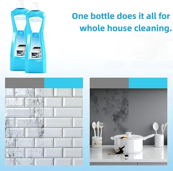 Multi-Surface Rinse-Free Cleaning Cream Household Grime Remover for Kitchen &amp Bathroom Works on Tile Shower Door and Stainless Steel (1pcs)
