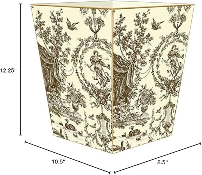Marye-Kelley WB546-Brown &amp Creme Toile Wastepaper Basket