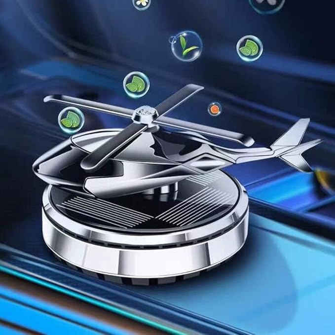 Car Air Fresheners with Solar Rotating Car Fragrance Diffuser Creative Car Perfume Decoration Car Dashboard Aromatherapy Ornament Solar Helicopter Perfume Ornament Home Office Desktop Decoration A