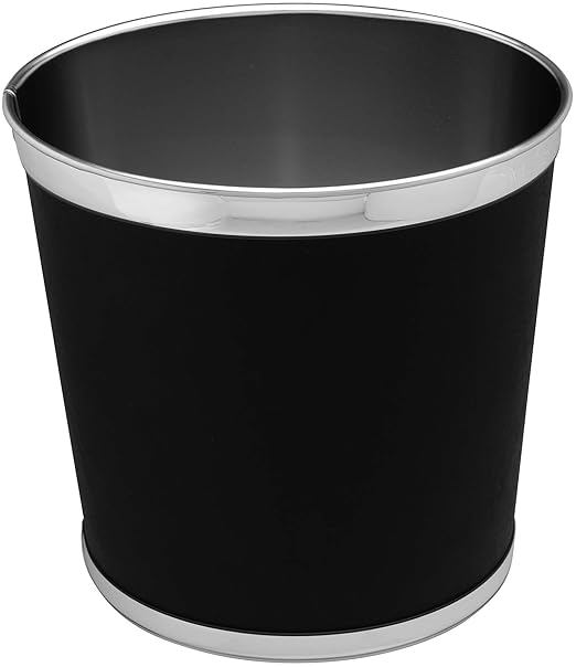Stephanie Imports Made in USA 5-Gallon Sleek and Stylish Vinyl Mylar Waste Basket (13 X 11) (Faux Black Leather)